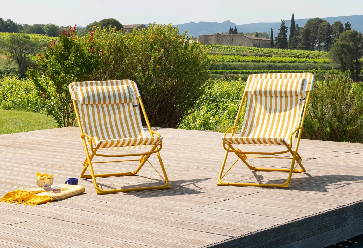 Liegestuhl Transaswing Rayure Miel von Lafuma Airlon, 100% Polyester (abnehmbar und austauschbar) ca. 60x100cm