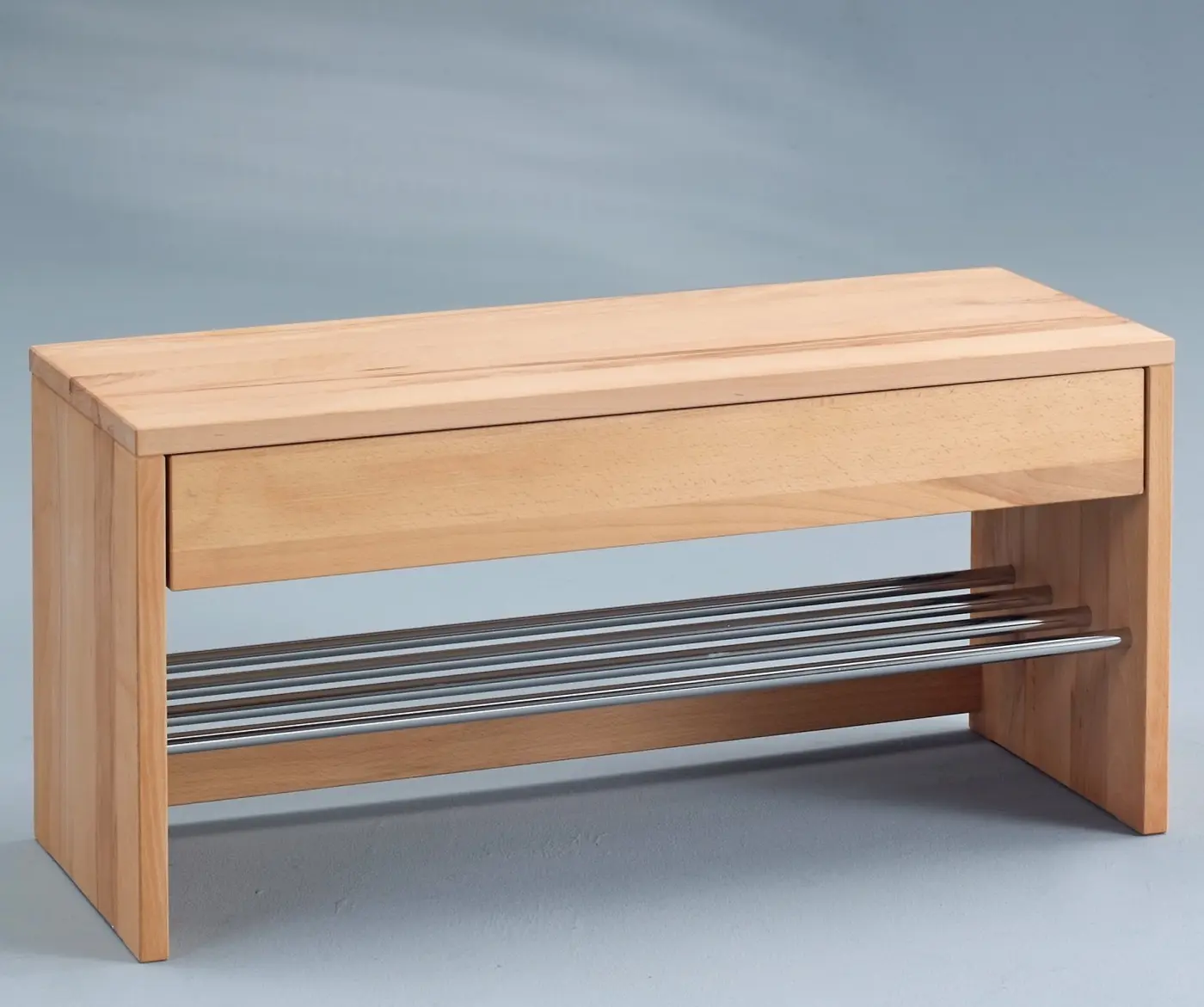 Garderobenbank 10410 Wildeiche massiv geölt, Chrom ca. 81x40x30cm