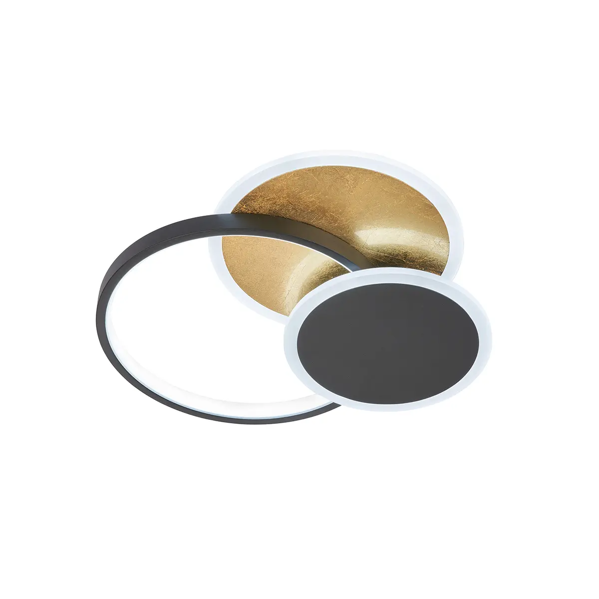 LED-Deckenleuchte 21886.. Sandschwarz, Blattgold Metall ca. 40x39,5cm