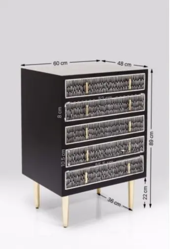 Kommode 16652 schwarz/weiss lackiert MDF ca. 68x89x48cm