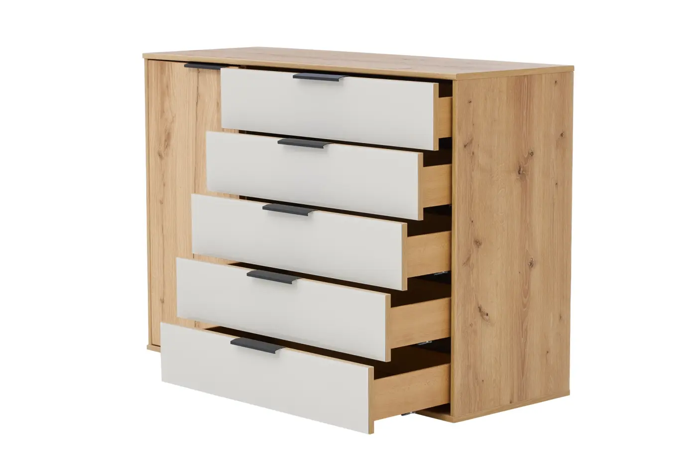 Kombikommode 1034 von Interliving Bianco-Eiche-Nachbildung ca. 120x86x43cm