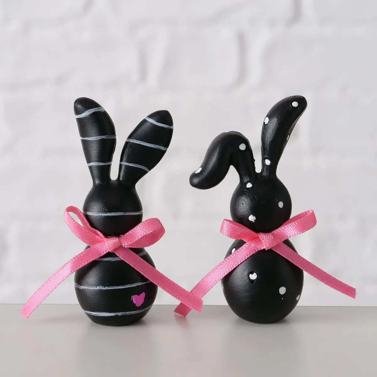 Hase 6cm Happy, schwarz Schwarz, Pink, Weiss Holz ca. 6cm