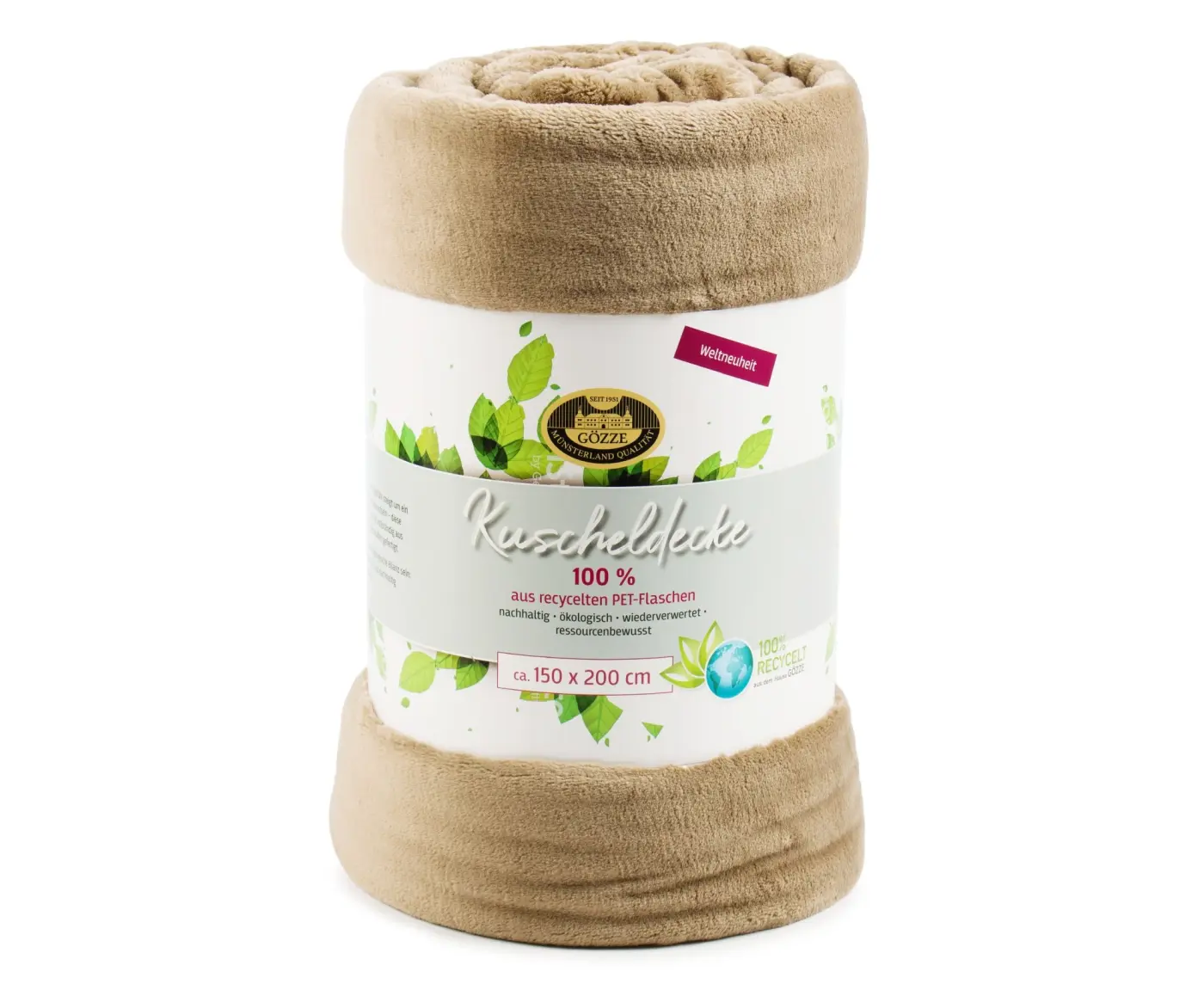Wohndecke 150x200cm PET recycelt, Taupe