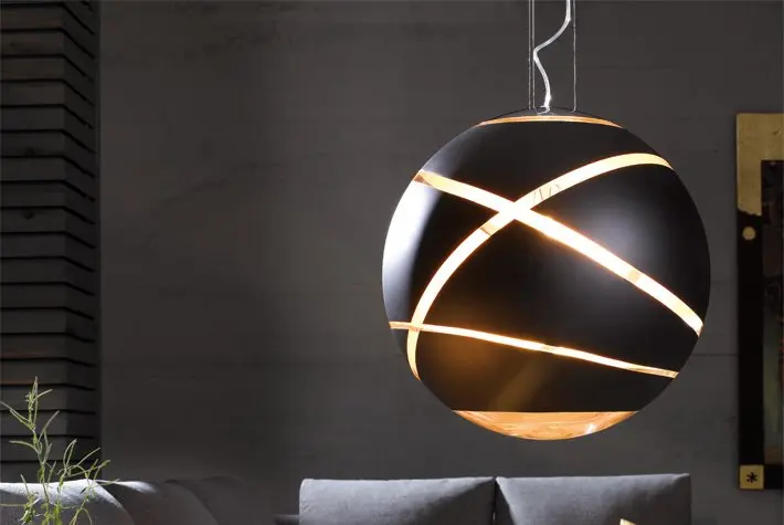 Pendelleuchte 10049.. Schwarz matt, Gold Glas ca. 50cm