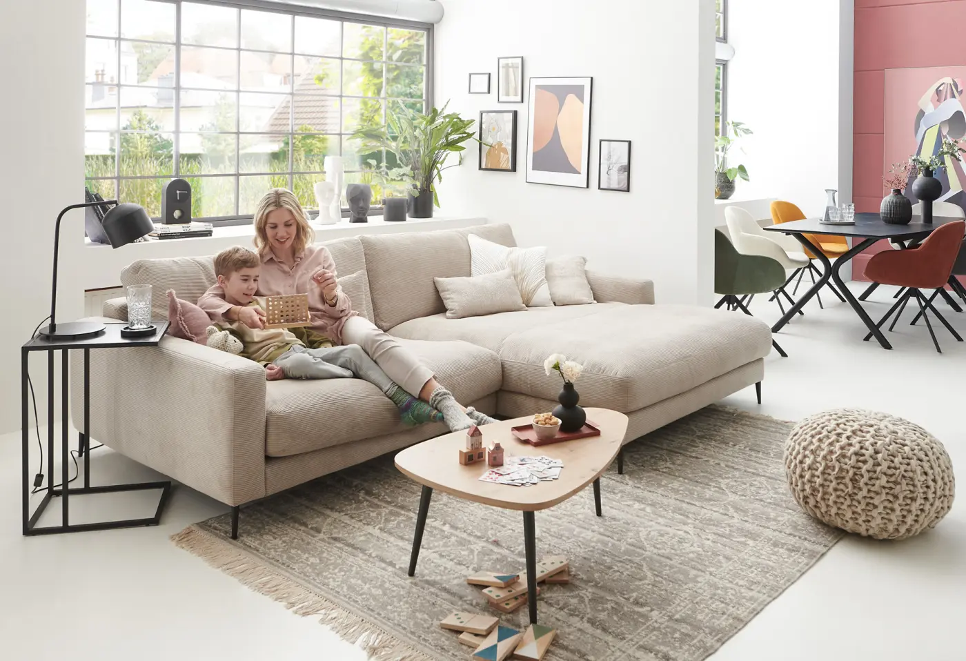 Polstergarnitur Uttigen nature Stoff ca. 190x272x84x125cm