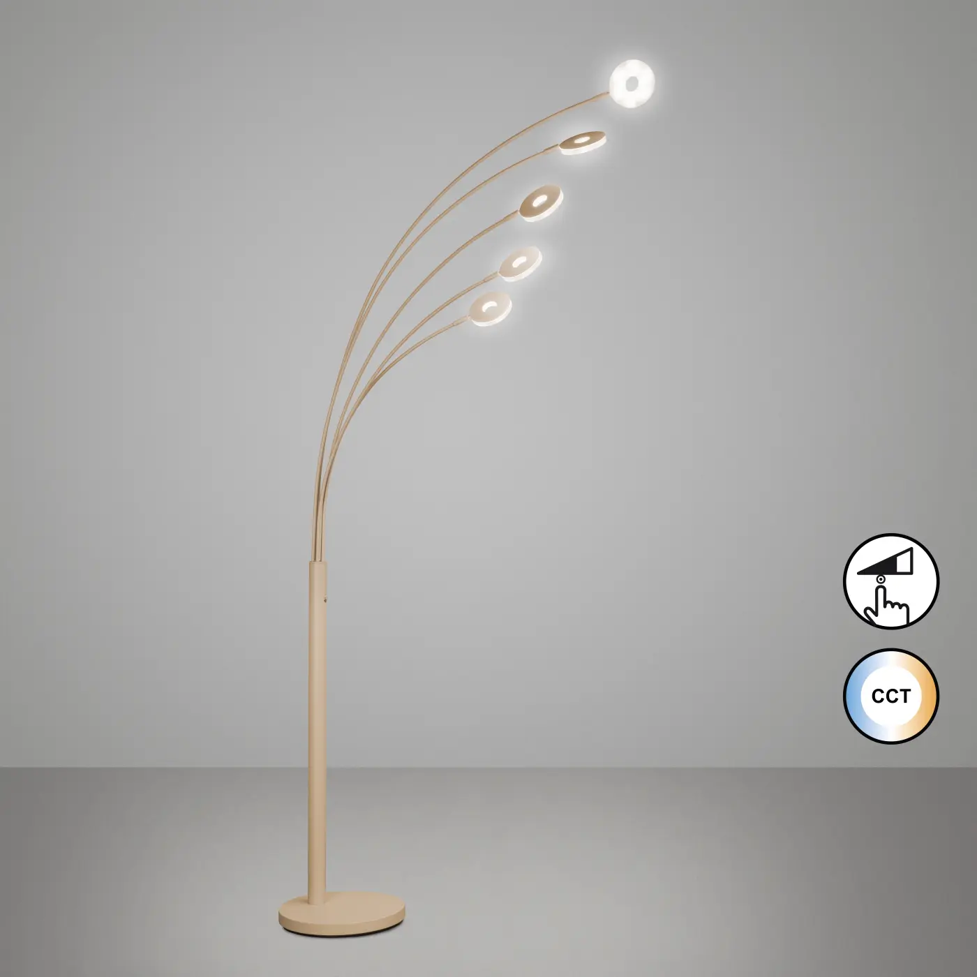 Stehleuchte 24002 Sandfarbe Aluminium ca. 225cm