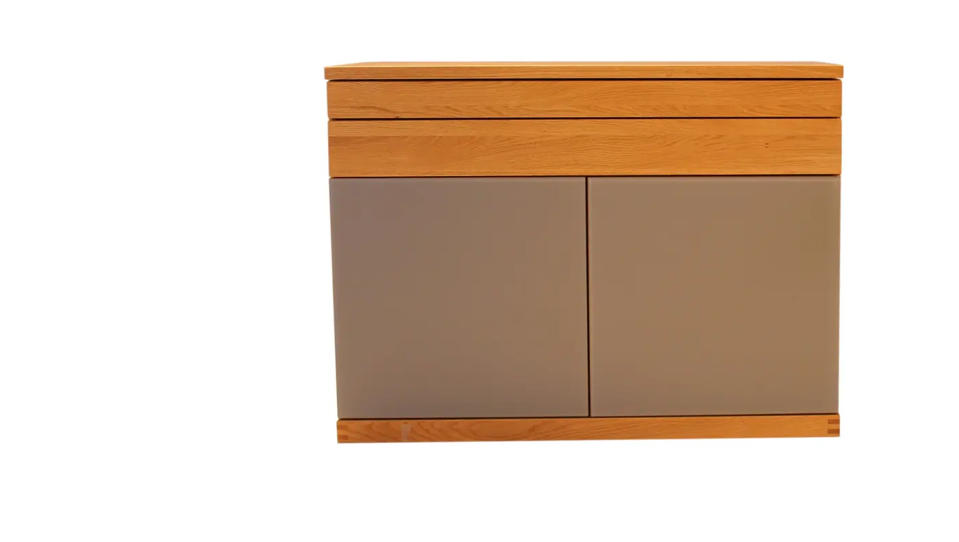 Sekretär Cubus von Team 7 Eiche natur, Farbglas mittelgrau ca. 103x75x49cm