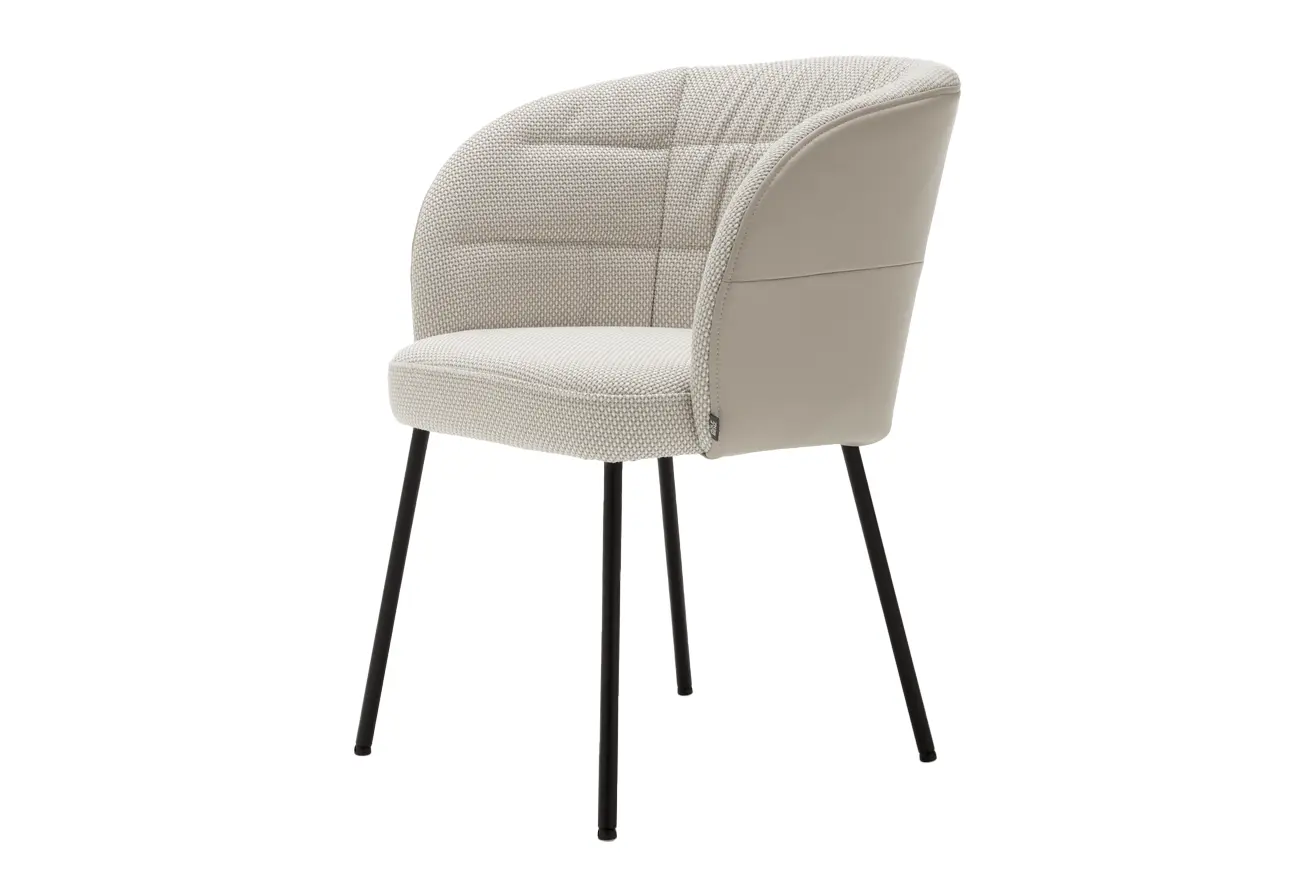 Stuhl 690 von Rolf Benz Innen/Aussen: Stoff "seidengrau"/Leder "seidengrau" ca. 58x81x60cm 