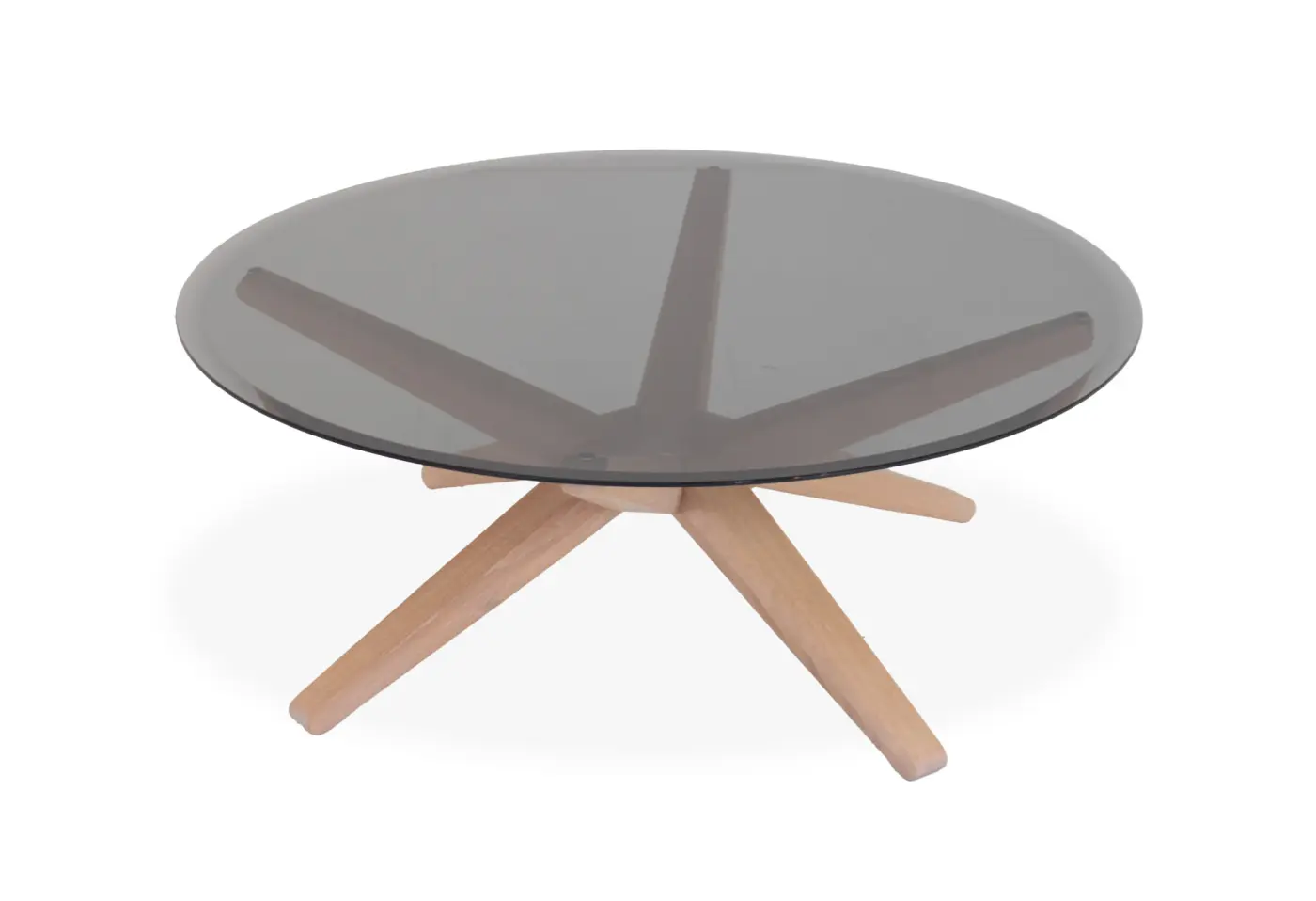 Couchtisch Stern Eiche Weissöl, Rauchglasplatte von Team 7 Glas / Holz ca. 105x39,5cm