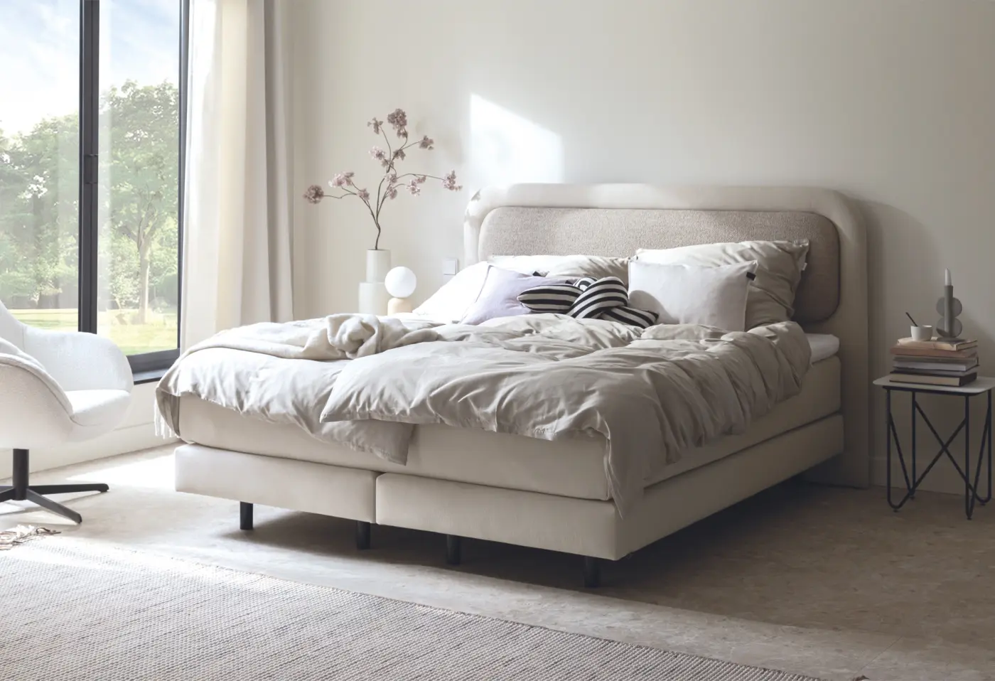 Boxspringbett Vita von Schöner Wohnen Bezug 3640 creme/7781 taupe ca. 180x200cm