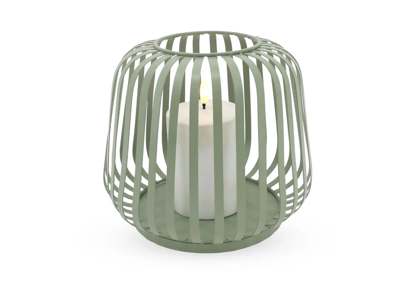 Solar-Laterne 20x17cm, green, m. Kerze Grün Metall ca. 20x17cm