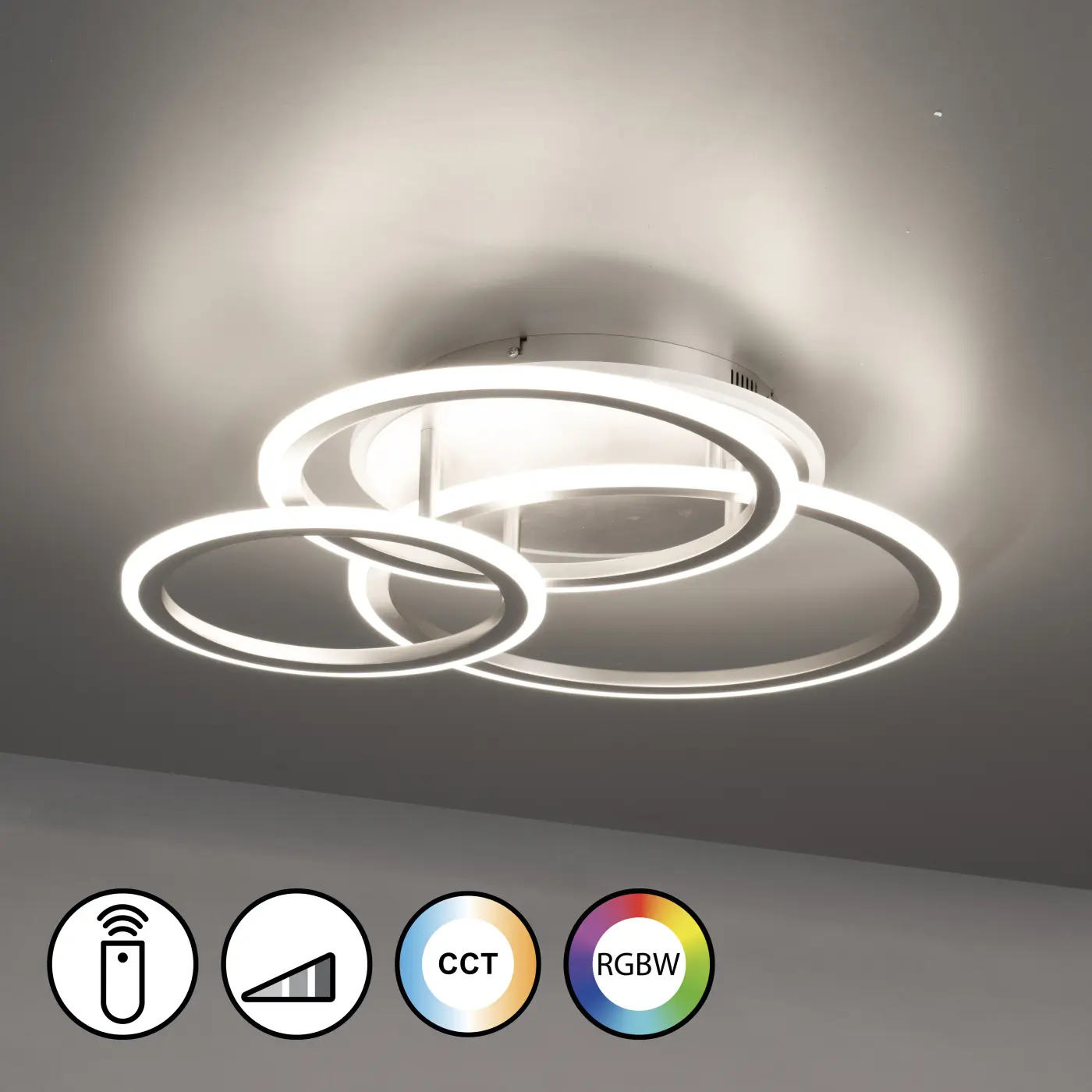 LED-Deckenleuchte 23727.. Sandweiss Metall ca. 60x50,5cm