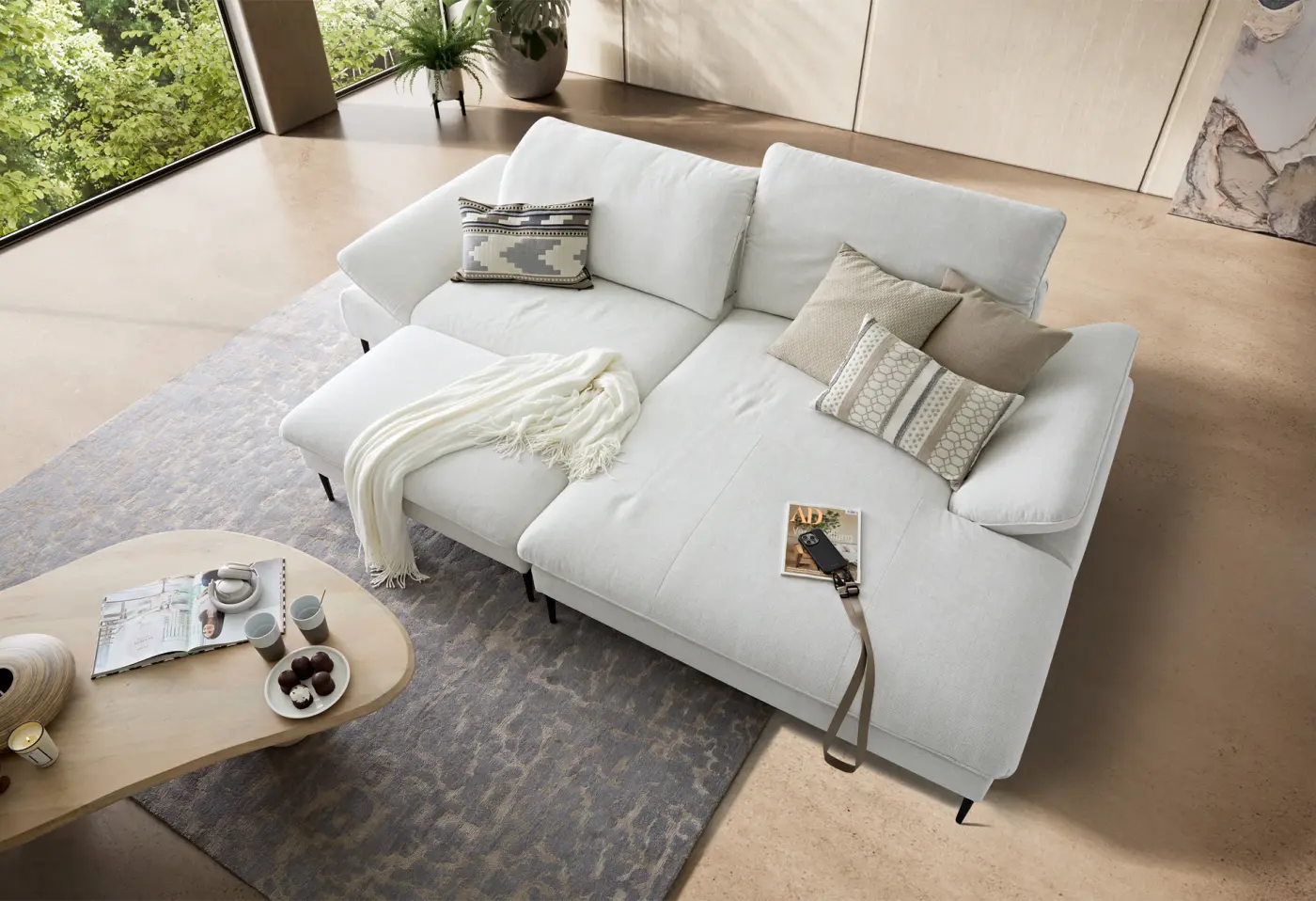 Polstergarnitur Enney R7521 Light grey SK10 Stoff ca. 294x185cm