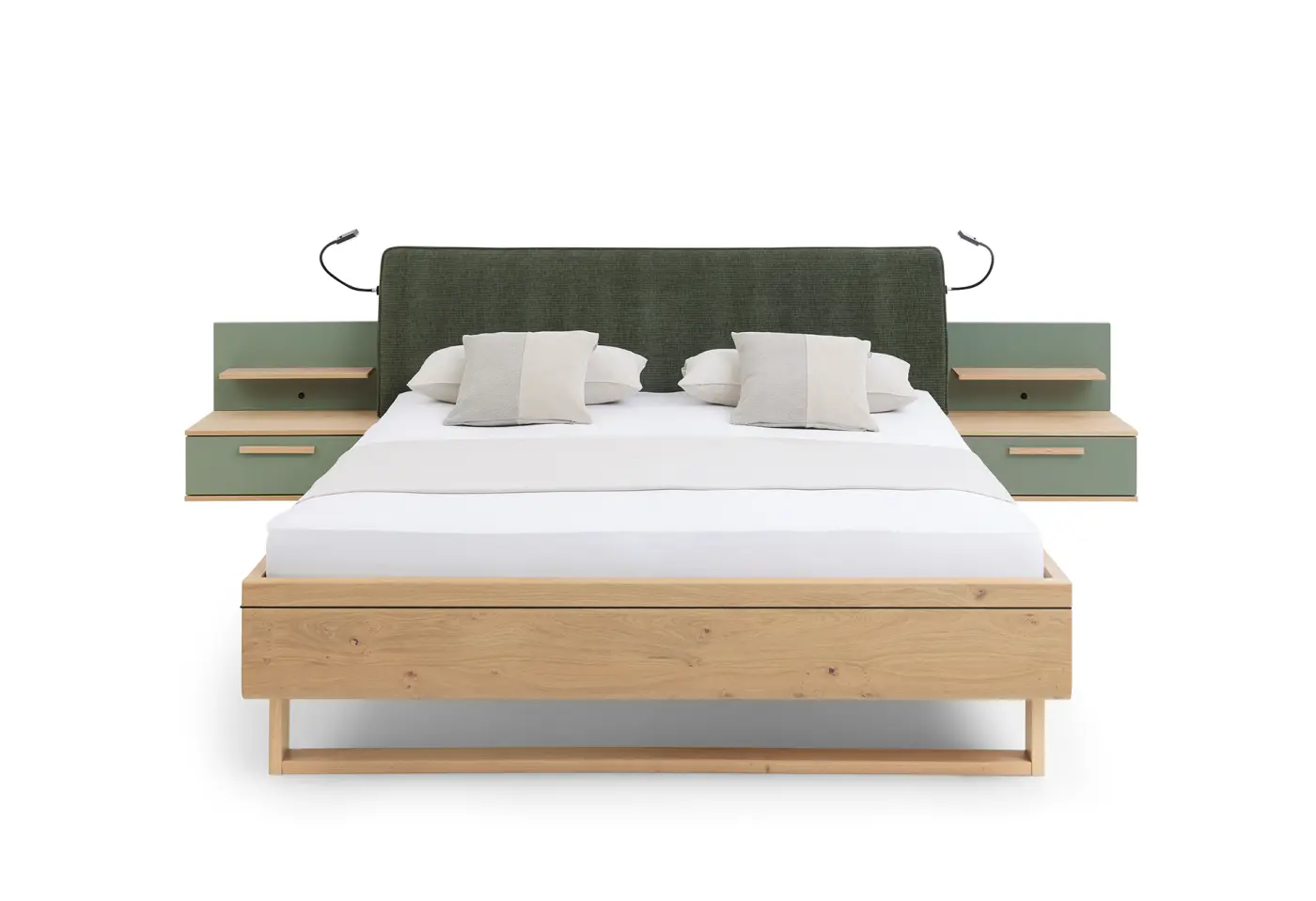 Schlafzimmer MR Malin Lack Jungle Green von Musterring Balkaneiche furniert ca. 180x200cm