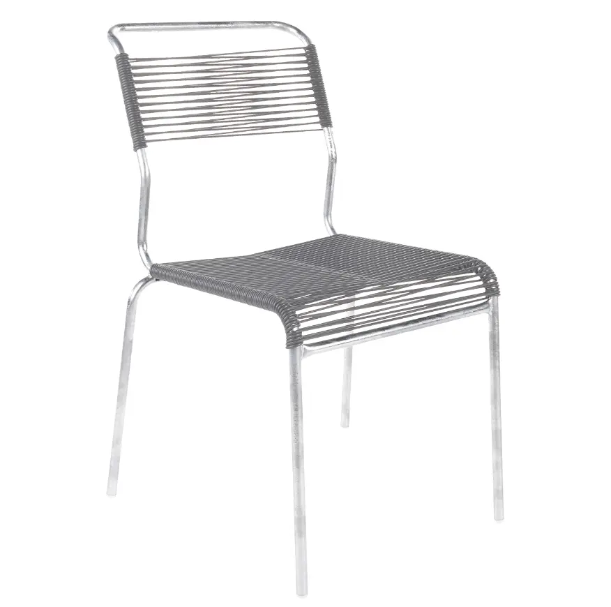 Spaghetti-Stuhl Säntis Alusilber von Schaffner Kunststoff ca. 44x85x61cm
