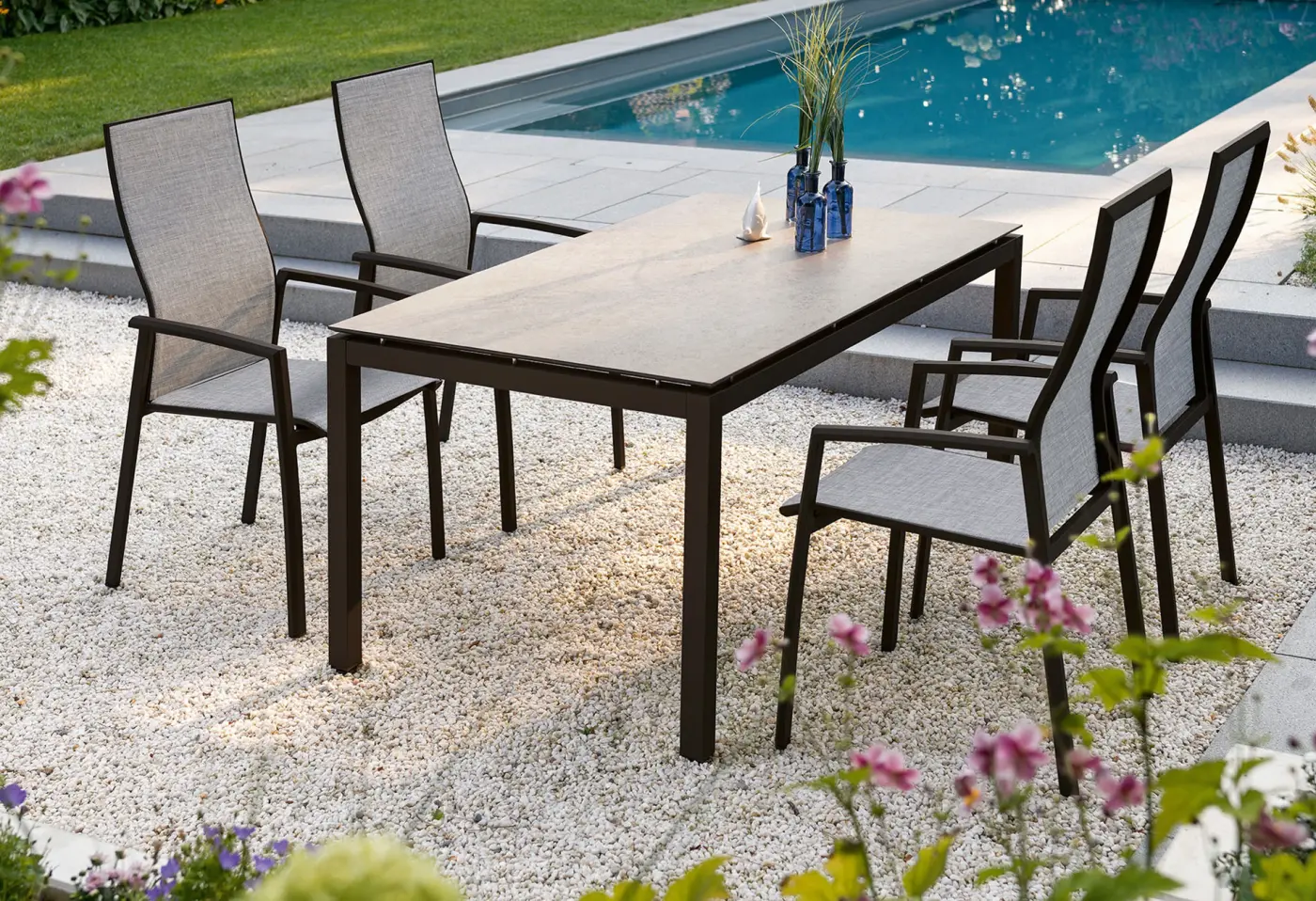 Tisch 20679.. Slate stone HPL, Silverstar 2.0 ca. 220x100x73cm