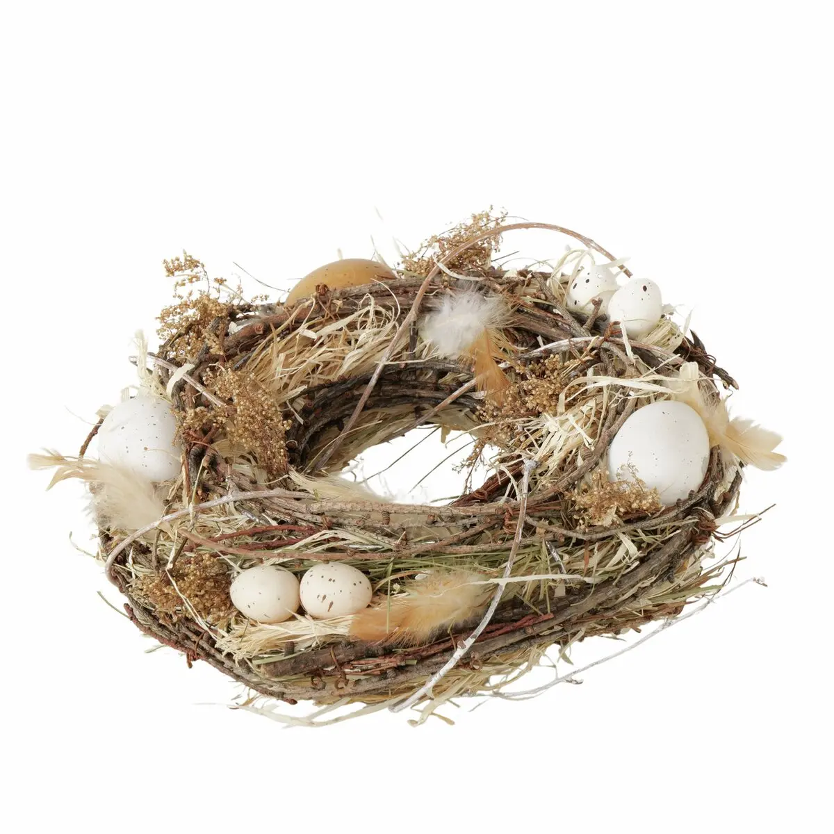 Tischkranz Pascua, Ostern Braun, Weiss Holz