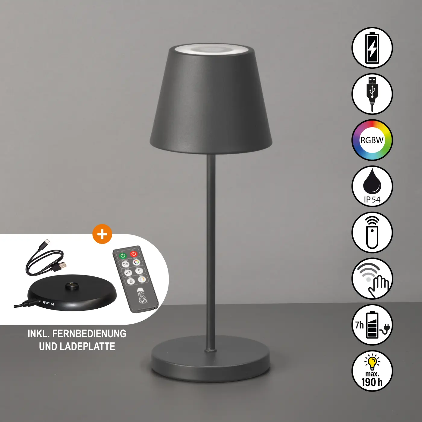 LED-Tischleuchte 23721.. Sansschwarz Kunststoff, Metall ca. 30x11cm