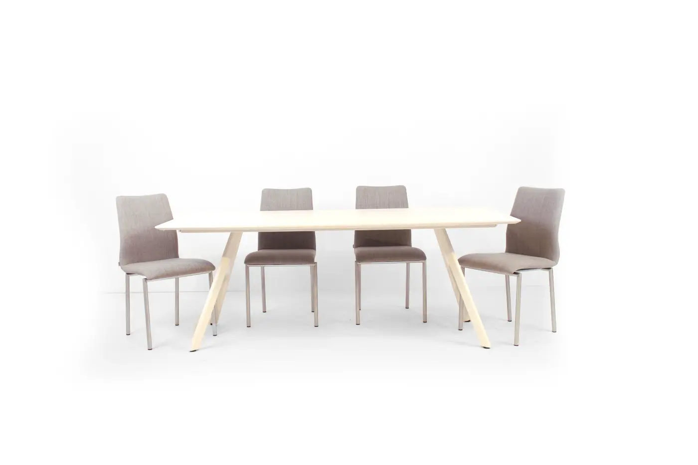 Esstischgarnitur Leni-Aurora von Willisau HPL "Weiss" Stoff beige-braun