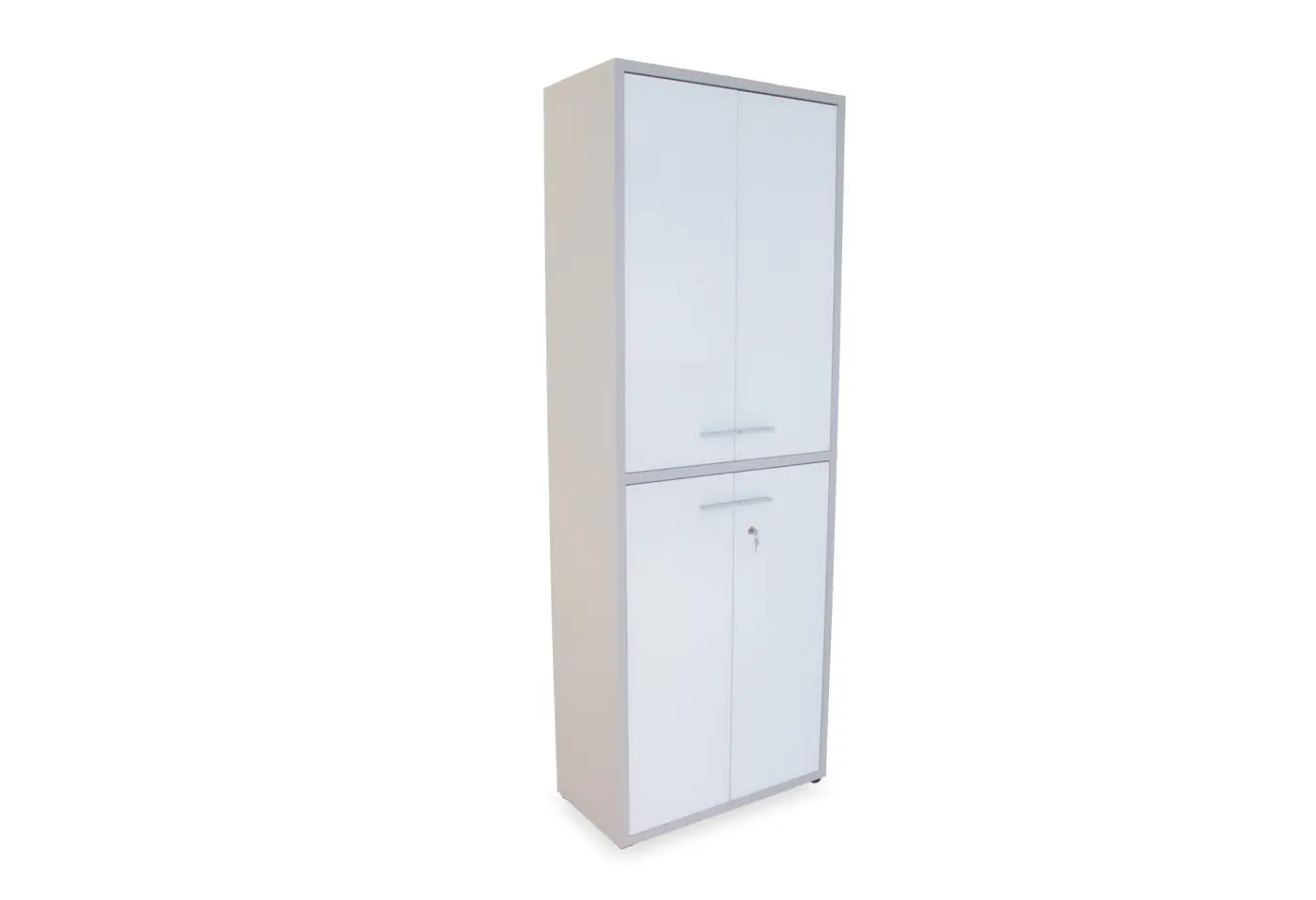 Aktenschrank Mogelsberg Platingrau, Weissglas, Metall Alusilber ca. 78x215x40cm