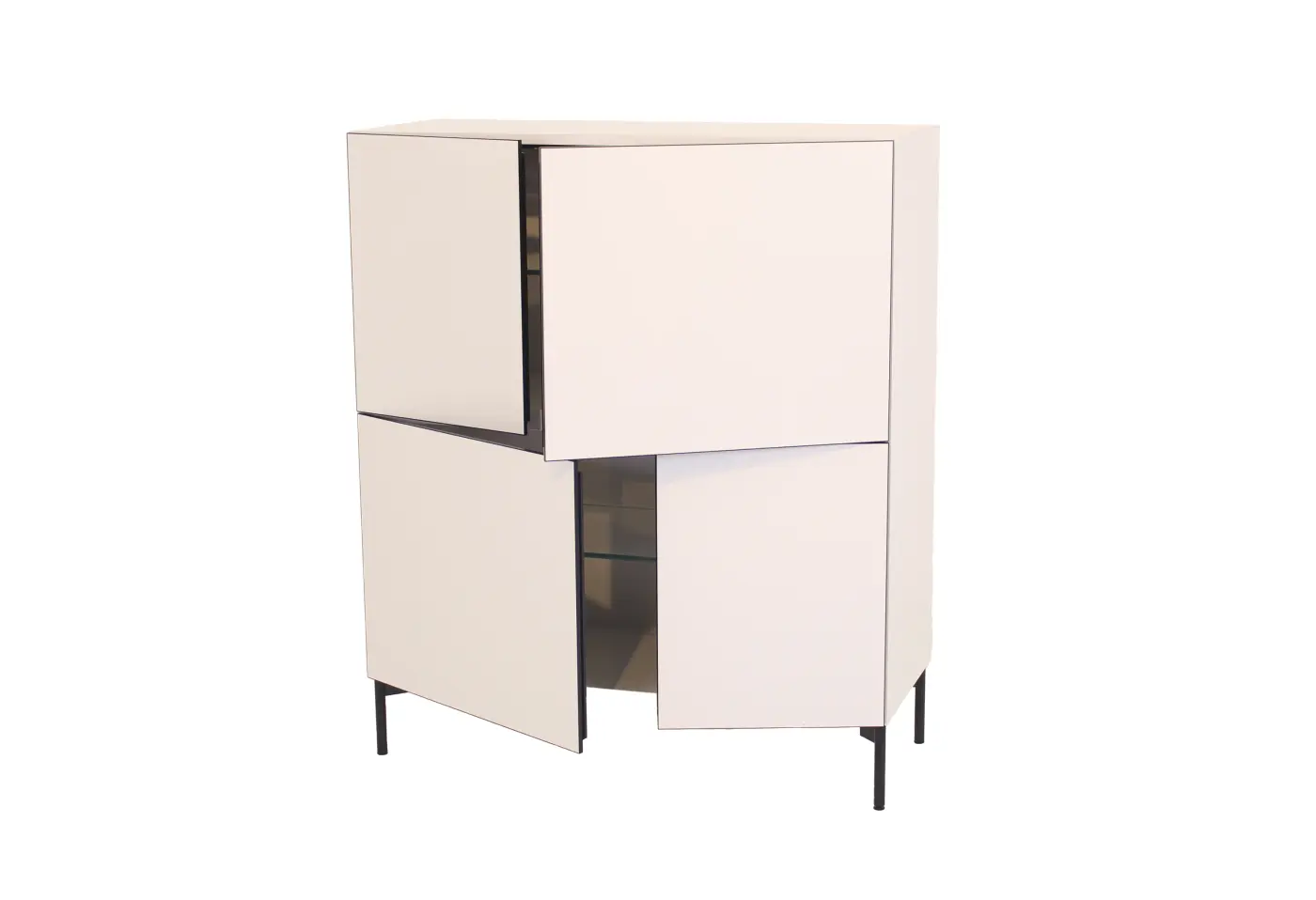 Highboard Case von Kettnaker Drehtüren innen Melamin schwarz ca. 100x118,4x39cm