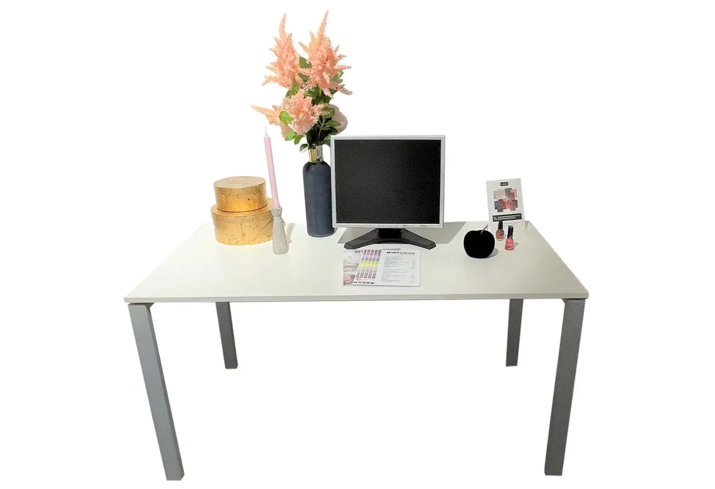 Schreibtisch mit Rollkorpus 6096.1.. Dekor lichtgrau ca. 140x80cm