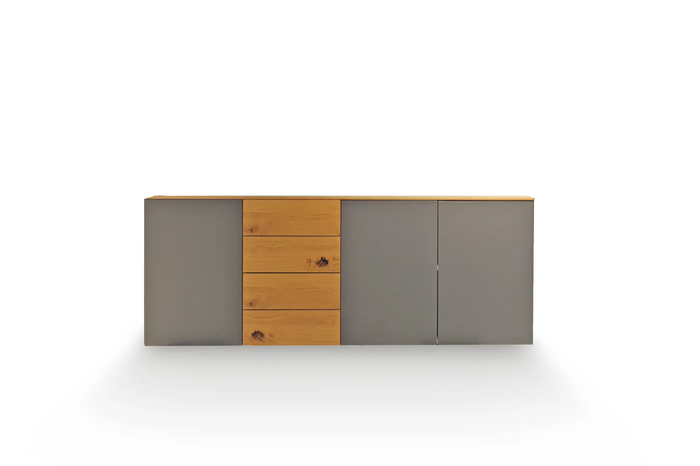 Sideboard 3784.39.. Glas satiniert schiefergrau, Wildeiche furniert, lackiert ca. 200x79x41cm Sideboard 3784.39.. Glas satiniert schiefergrau, Wildeiche furniert, lackiert ca. 200x79x41cm