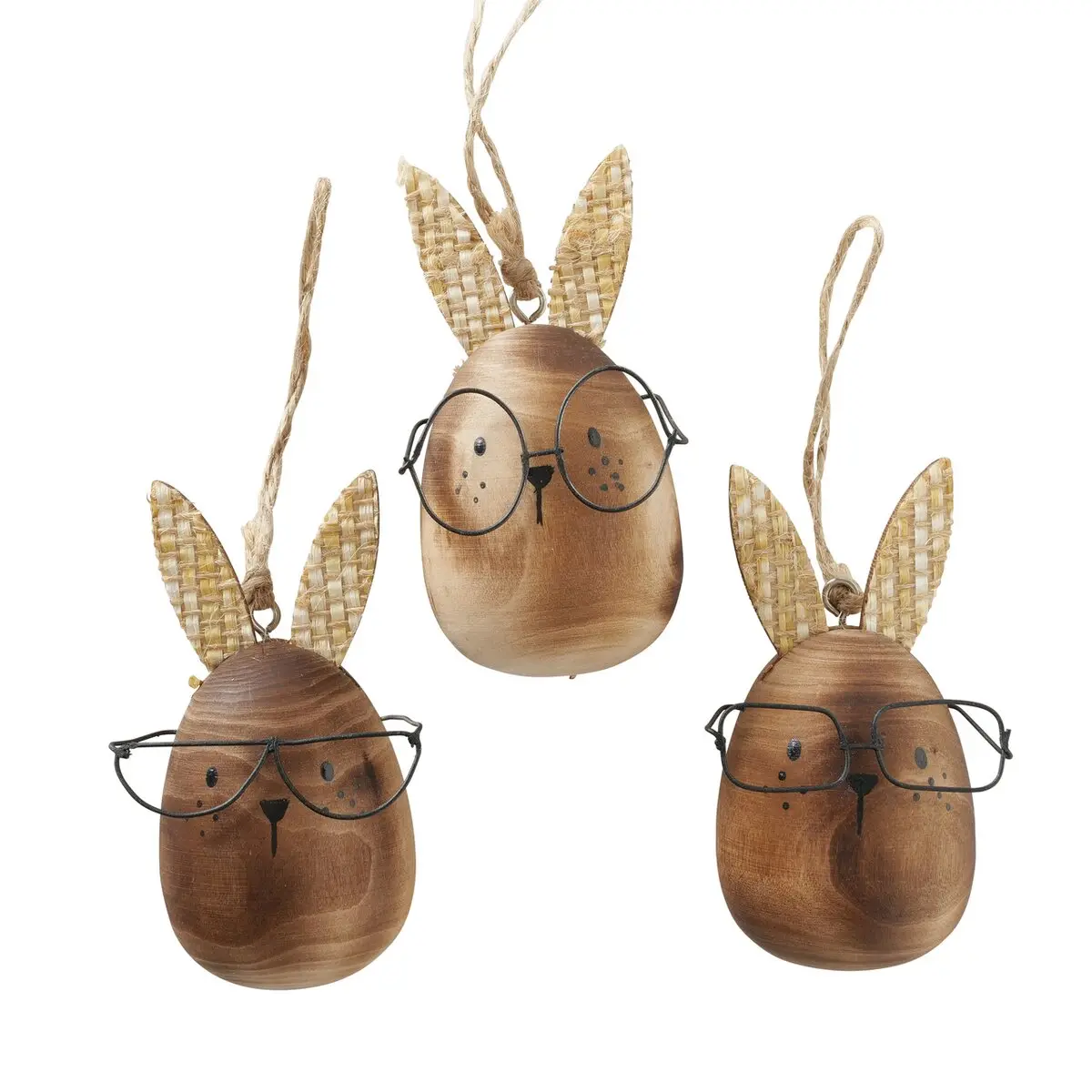 Hase 9cm Spanky, Ei, sort. Braun, Schwarz Holz ca. 9cm