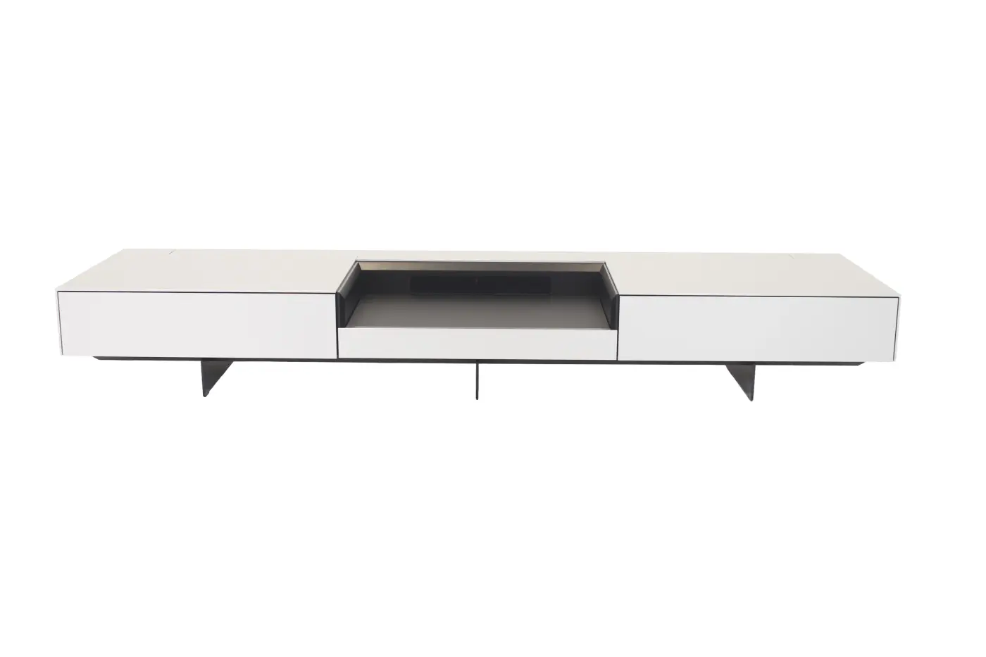 Mediamöbel Soma AL Aluminium natur / LA Lack schwarz matt von Kettnaker ca. 241x33x67cm