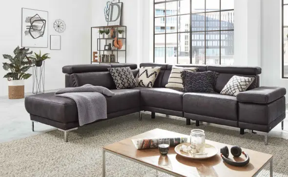 Polstergarnitur 4252 anthrazit von Interliving Microfaser Büffel ca. 275x83x220cm