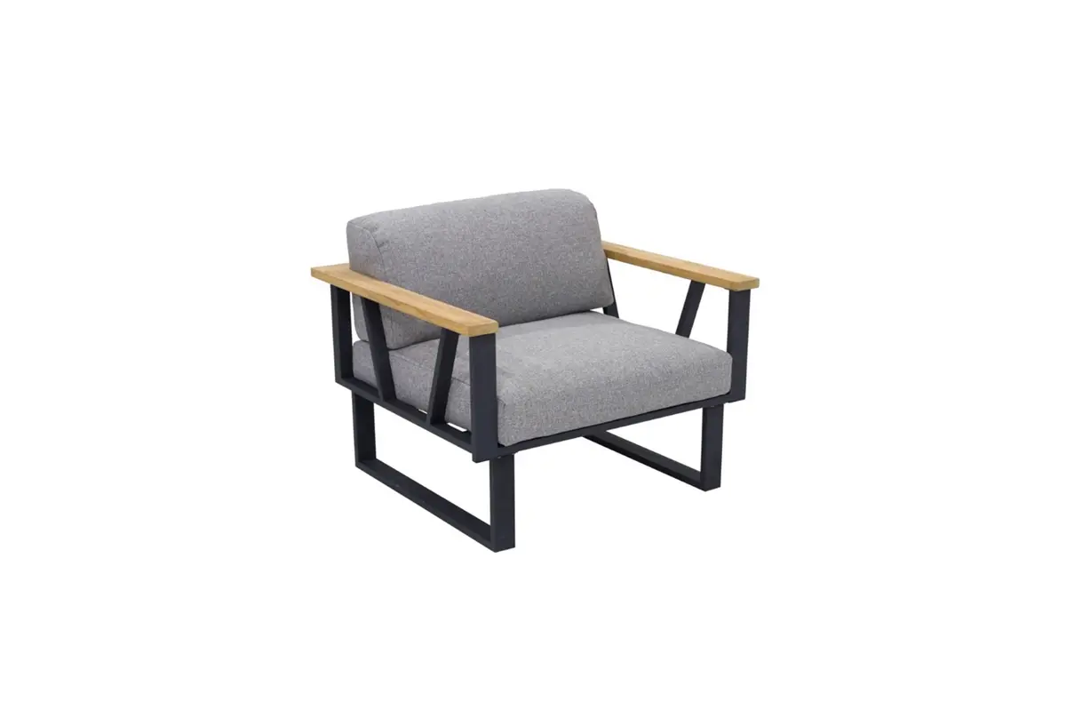 Sessel mit Hocker Belvedere Grau von Zebra Batyline Teak