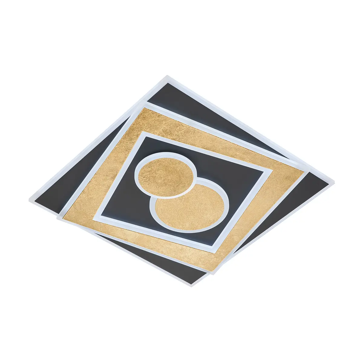 LED-Deckenleuchte 21887.. Sandschwarz, Blattgold Metall ca. 50x50cm