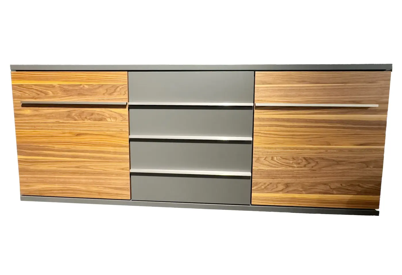 Sideboard MR Aterno von Musterring Lack Schiefergrau Nussbaum Furniert ca. 195x79x45cm