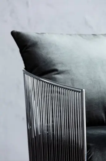 Sessel 16615 samt grün-grau 100 % Polyester Edelstahl, lackiert ca. 69x88x78cm