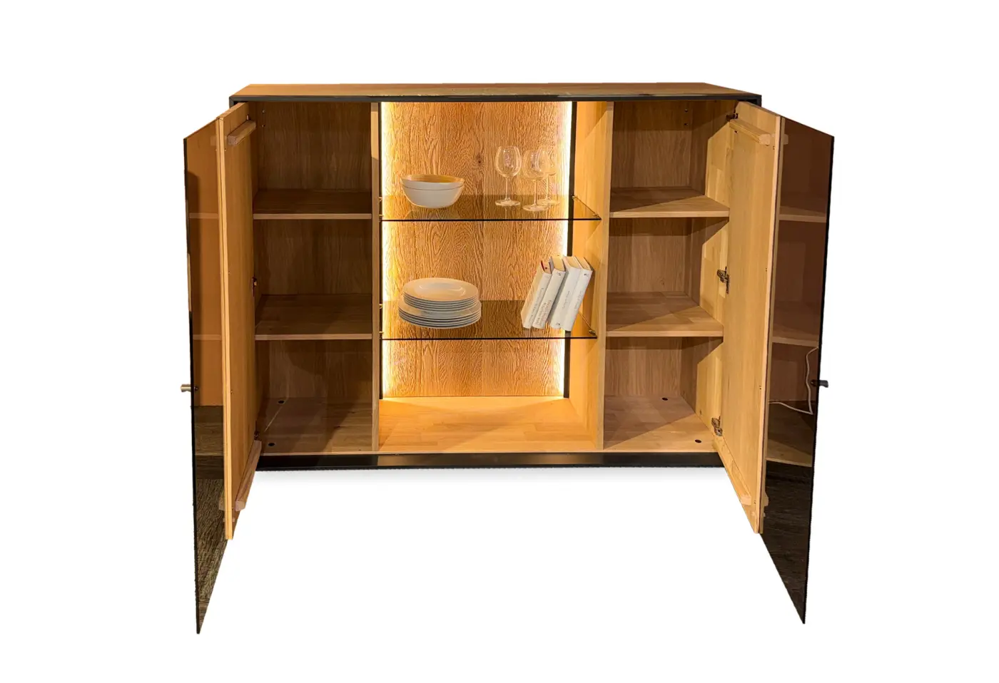 Highboard Yola 8590 von Schöner Wohnen Kerneiche natur massiv Oberfläche sandgestrahlt ca. 135x117cm
