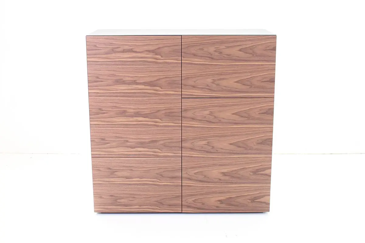 Highboard Pure von Vifian Lack matt tiefschwarz, Nussbaum ami furniert ca. 120x121,9x50cm