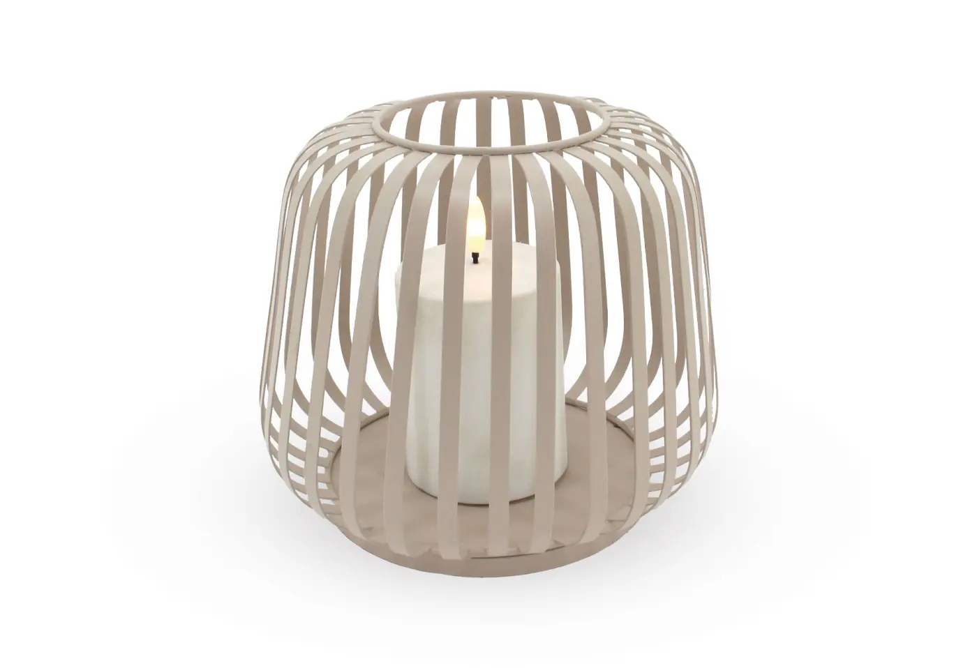 Solar-Laterne 20x17cm, sand, m. Kerze sandfarbe Metall ca. 20x17cm