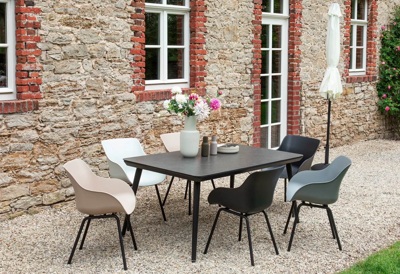 Tischgarnitur 23926.. von Hartman Outdoor Wetterfest Glas-Keramik, Recycled Kunststoff