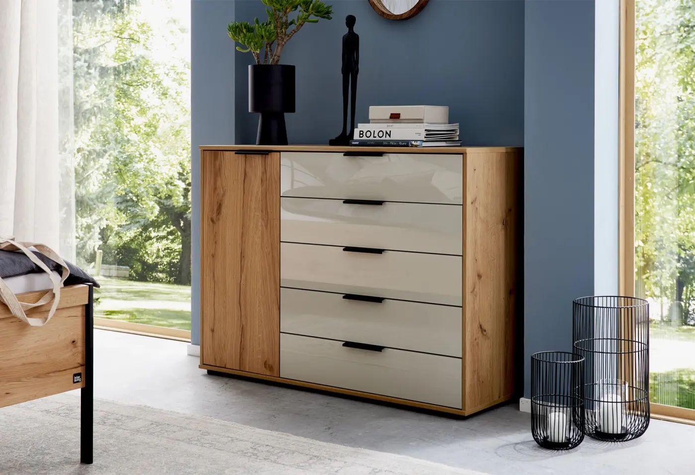 Kombikommode 1034 von Interliving Bianco-Eiche-Nachbildung ca. 120x86x43cm