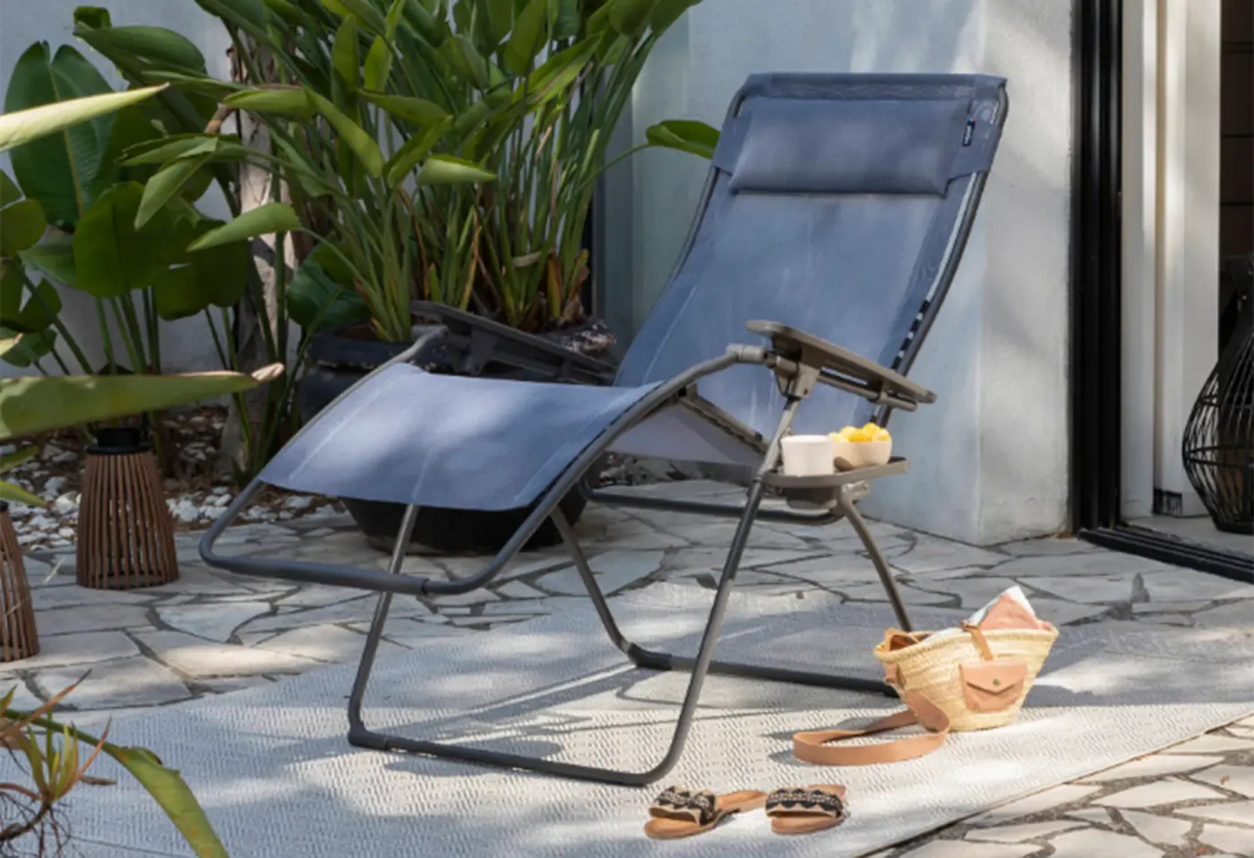 Liegestuhl Futura XL Blau Ocean von Lafuma Batyline ca. 76cm