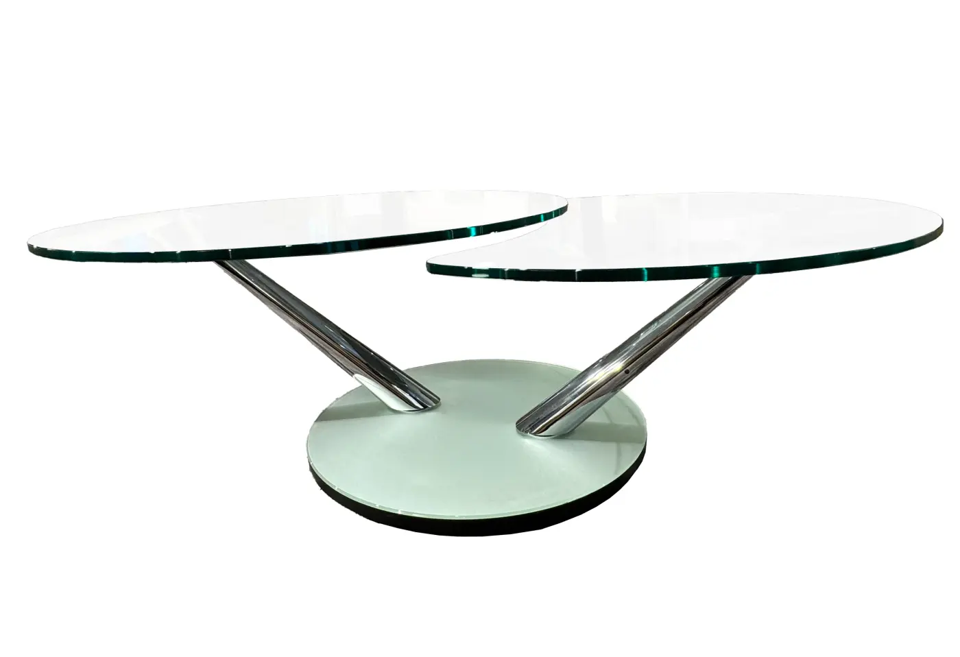 Couchtisch 19560 Bodenplatte 14 Silberglas Träger 37 Chrom Platten 00 Klarglas ca. 80x40cm