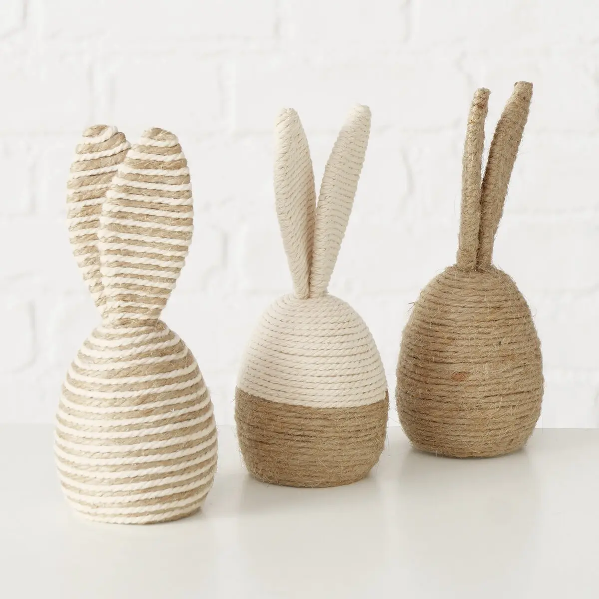 Ei-Hase 17,5cm Nalio, braun, sort. Beige, Hellbraun Styropor, Naturfaser-Seil ca. 17,5cm