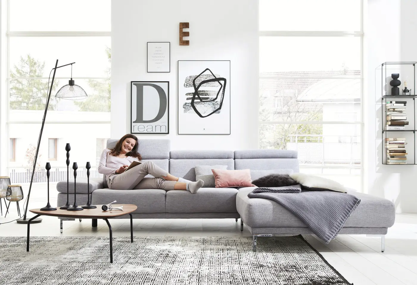 Polstergarnitur 4251 Platin von Interliving Stoff Vaneo ca. 300x85x225cm