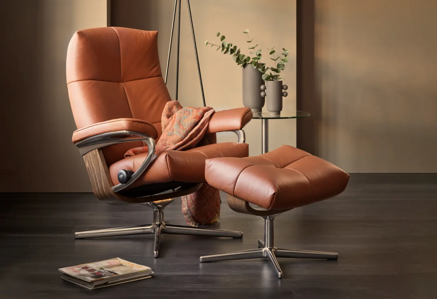 Ruhesessel David Paloma 58 Cherry von Stressless Leder ca. 84x103x74cm