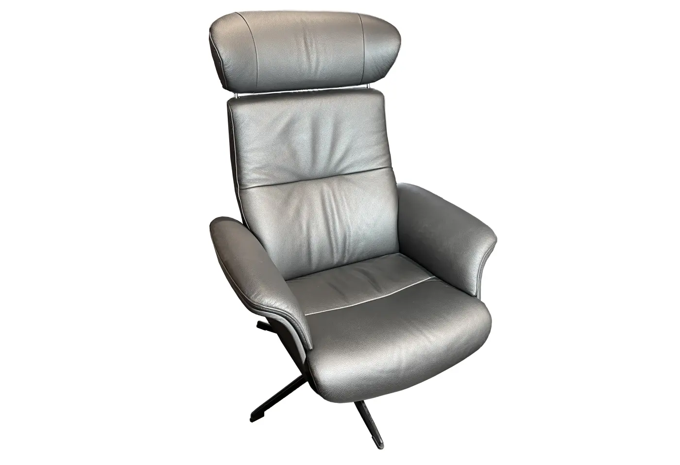 Ruhesessel mit Hocker 12809.1.. Naturelle 89 Black Leder