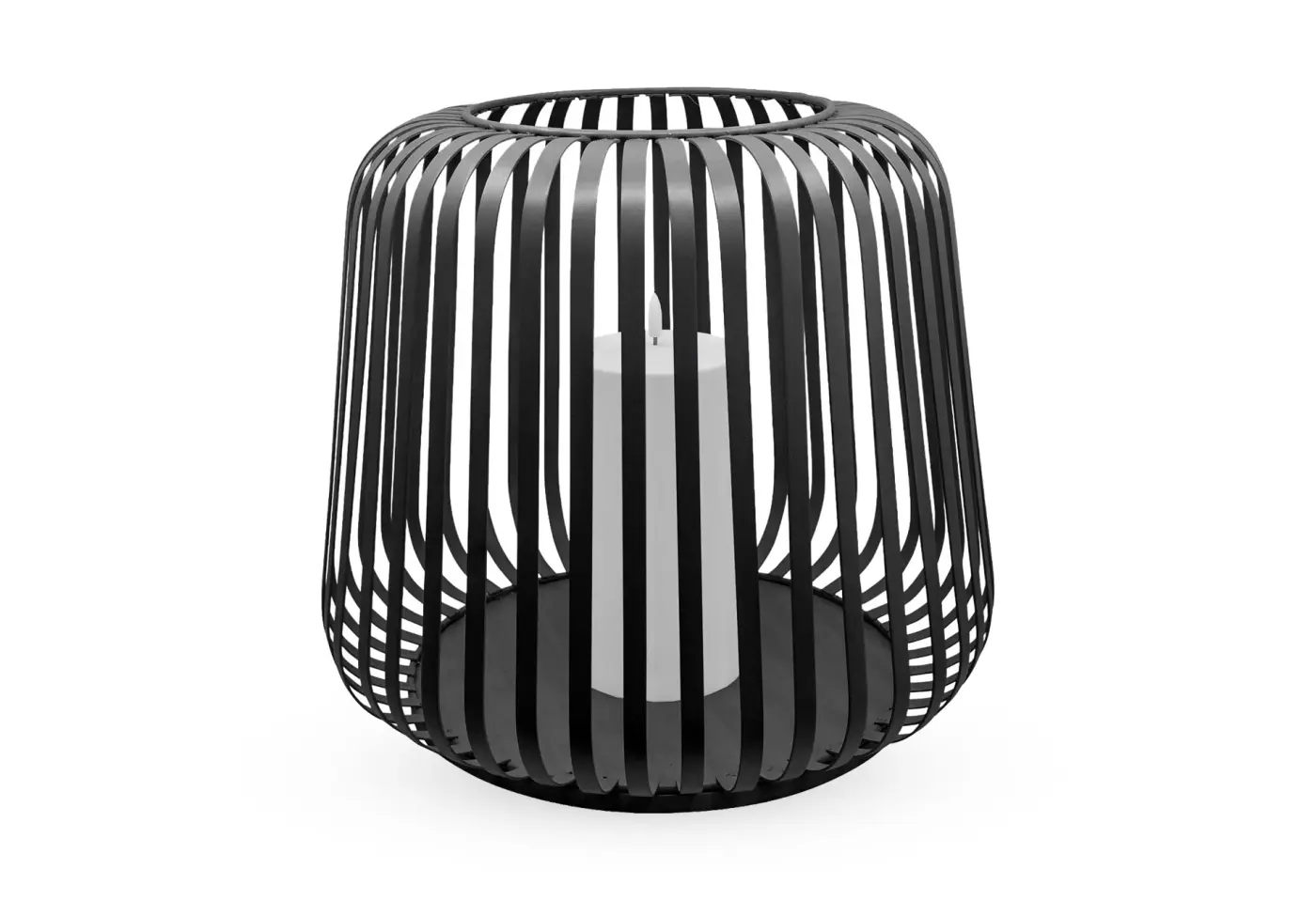 Solar-Laterne 40x35cm, schwarz, m. Kerze Schwarz Metall ca. 40x35cm