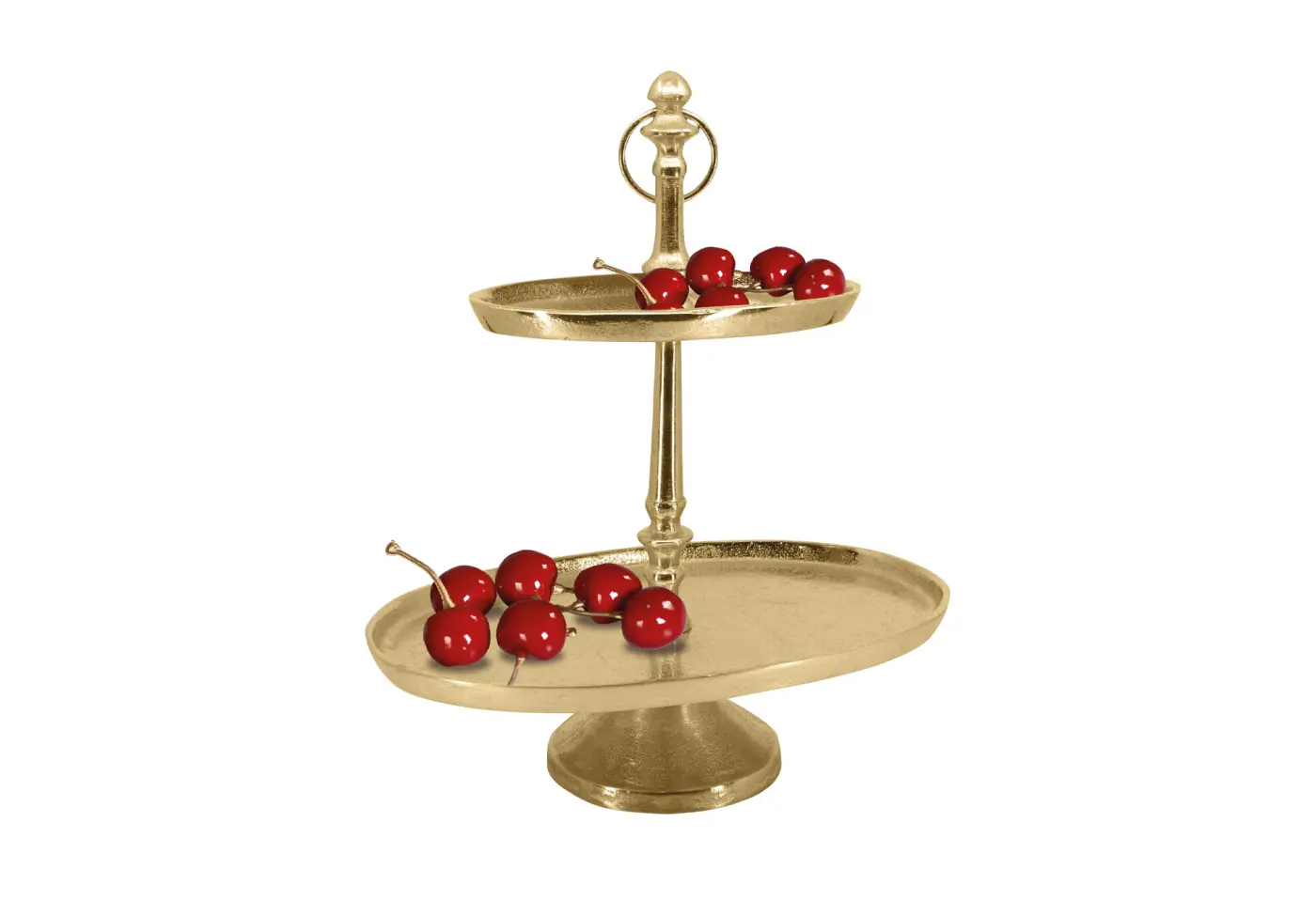 Kirschen 12er mit goldenem Stiel rot/gold Kunststoff ca. 2cm