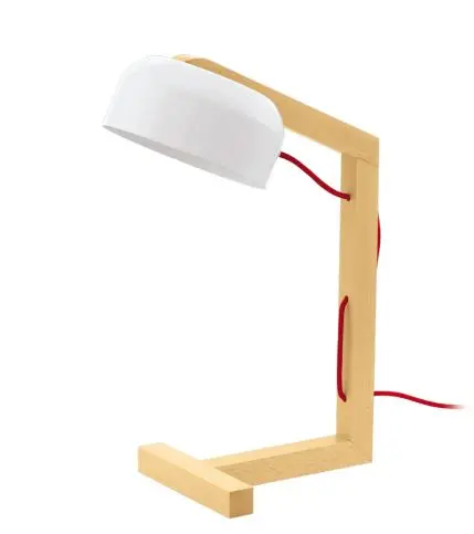 Tischleuchte 6600.. Weiss, Braun Stahl, Buche ca. 32x18x47cm