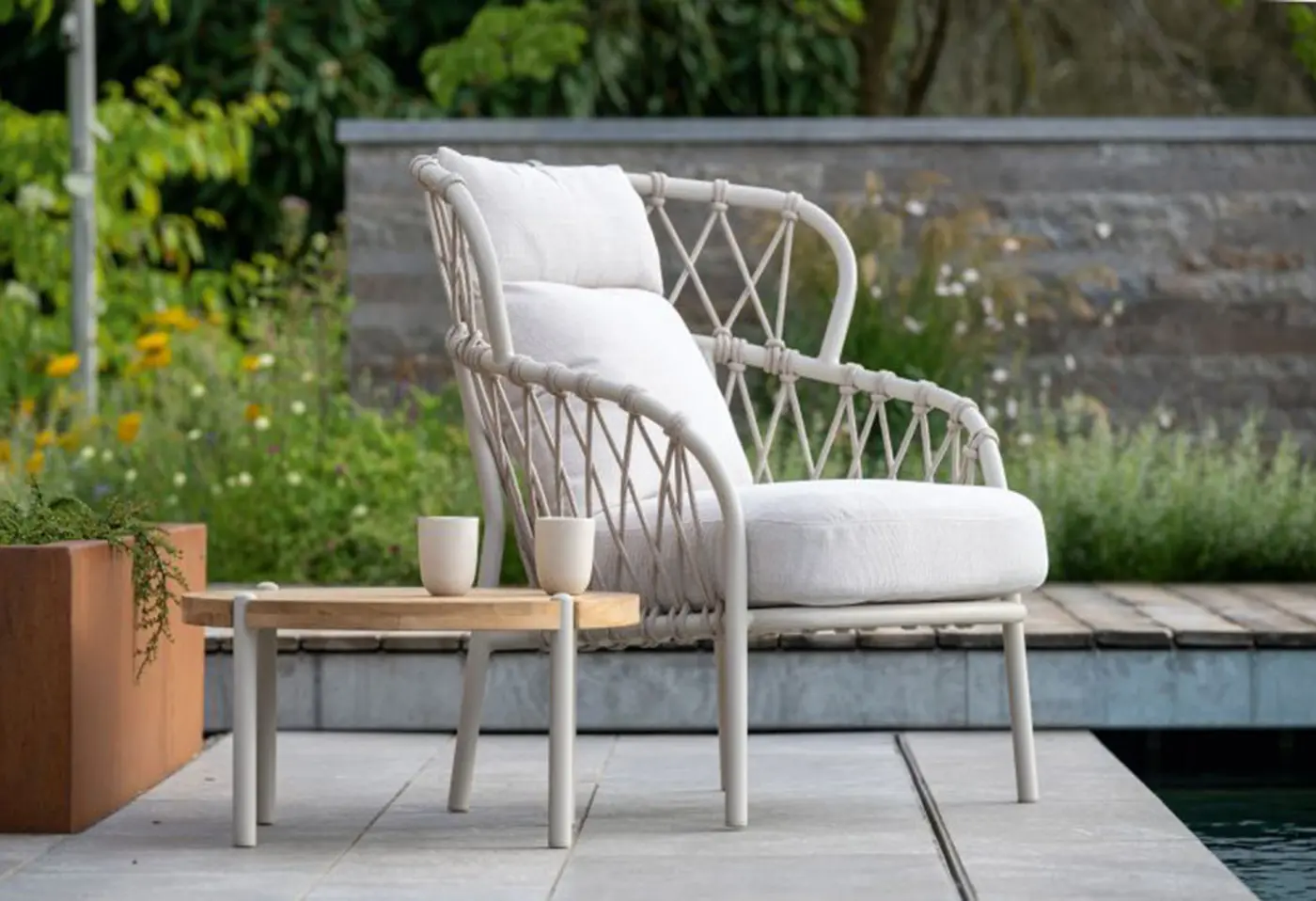 Pfauensessel Klea Vanilla von Stern Polyacryl Kordel greige ca. 93x98x99cm