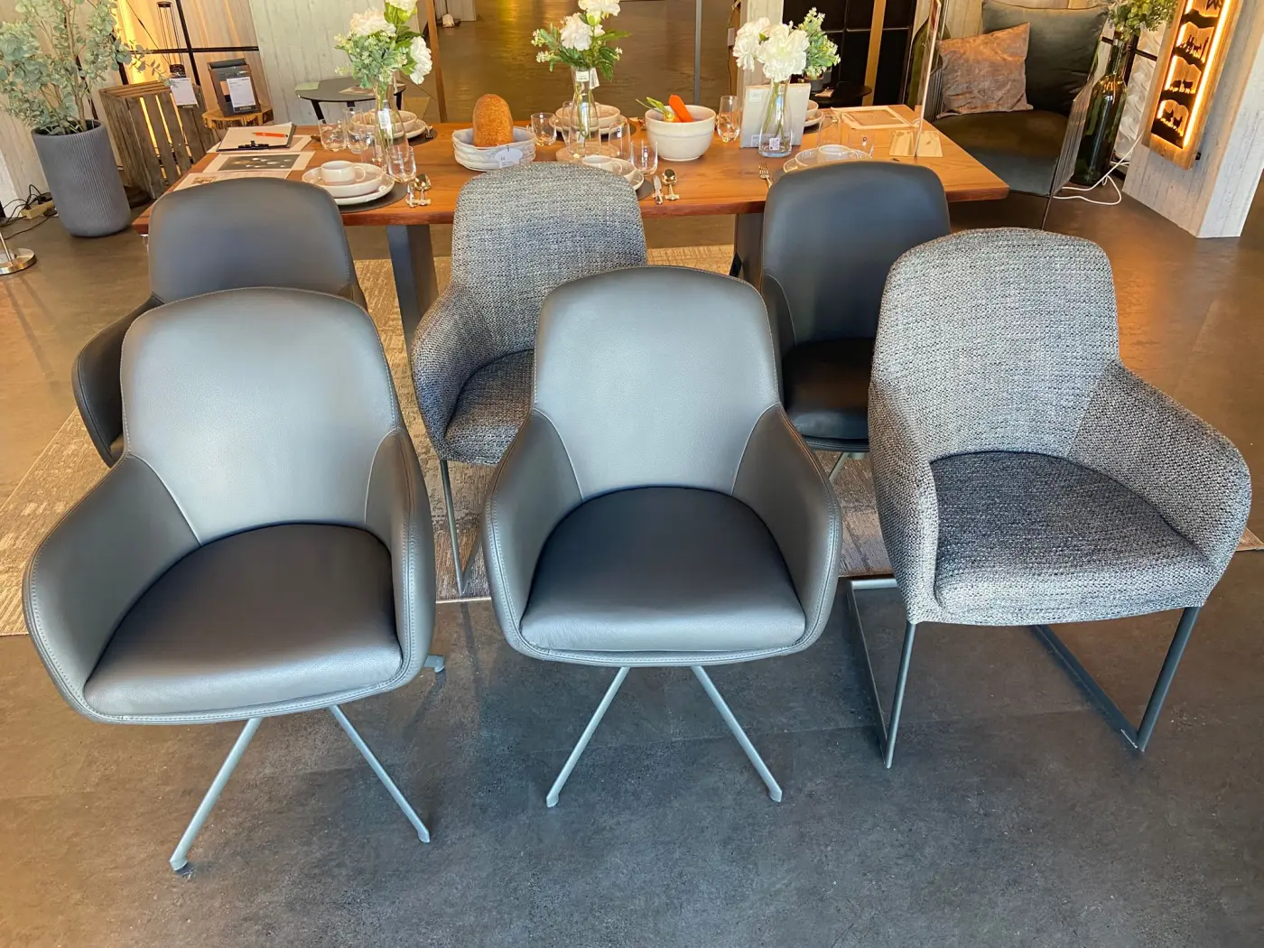 Stuhl-Set 22331.. Anthrazit Leder Toledo, Stoff JAB ca. 62x90x60cm